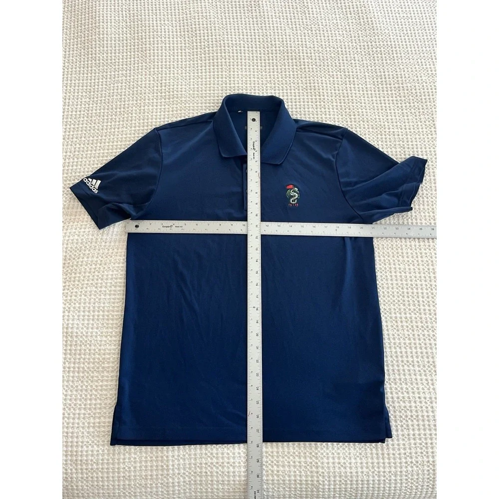 Adidas Golf Polo Med M MPCC Dragon Collar Logo Shirt Navy Blue